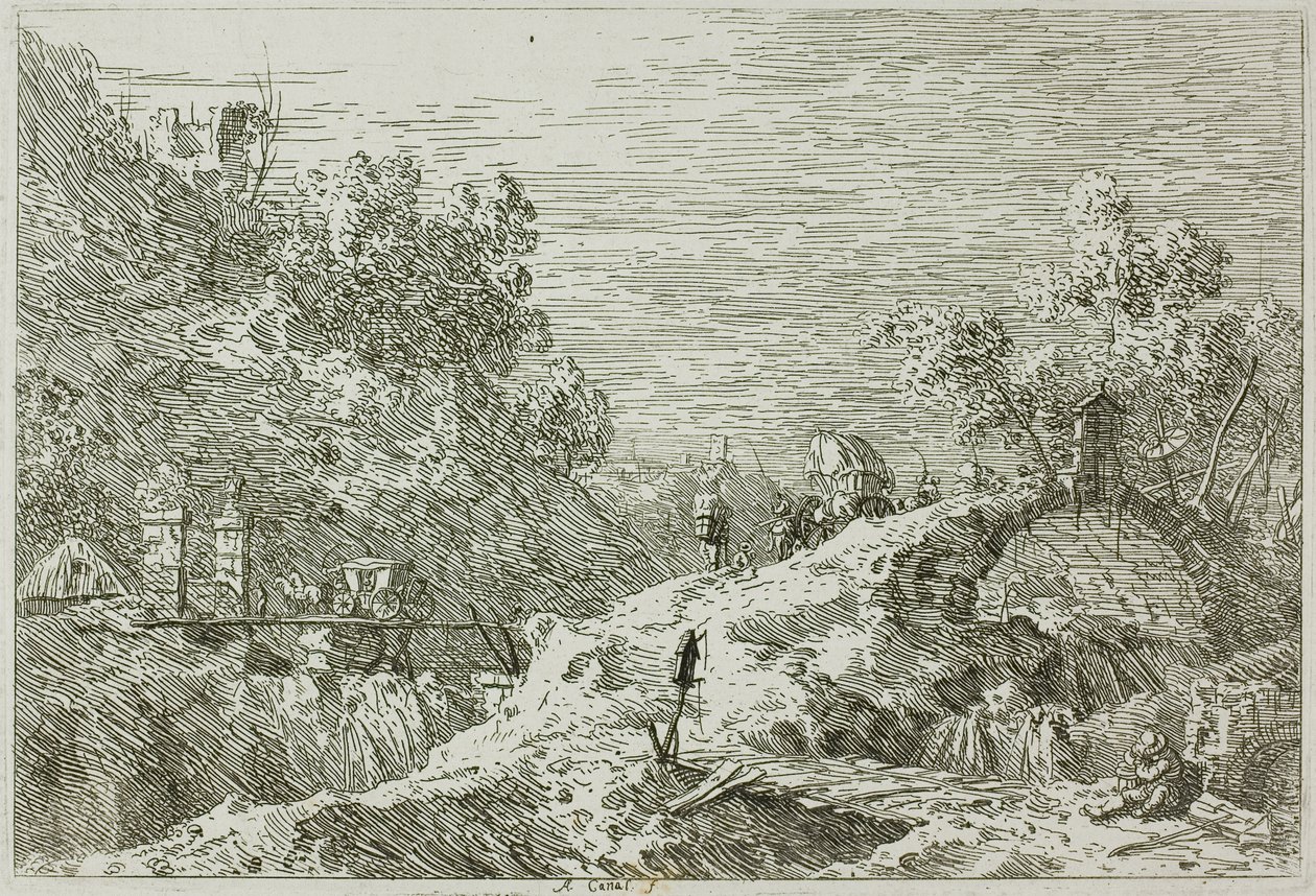 Paesaggio montano con cinque ponti, da Vedute da Canaletto