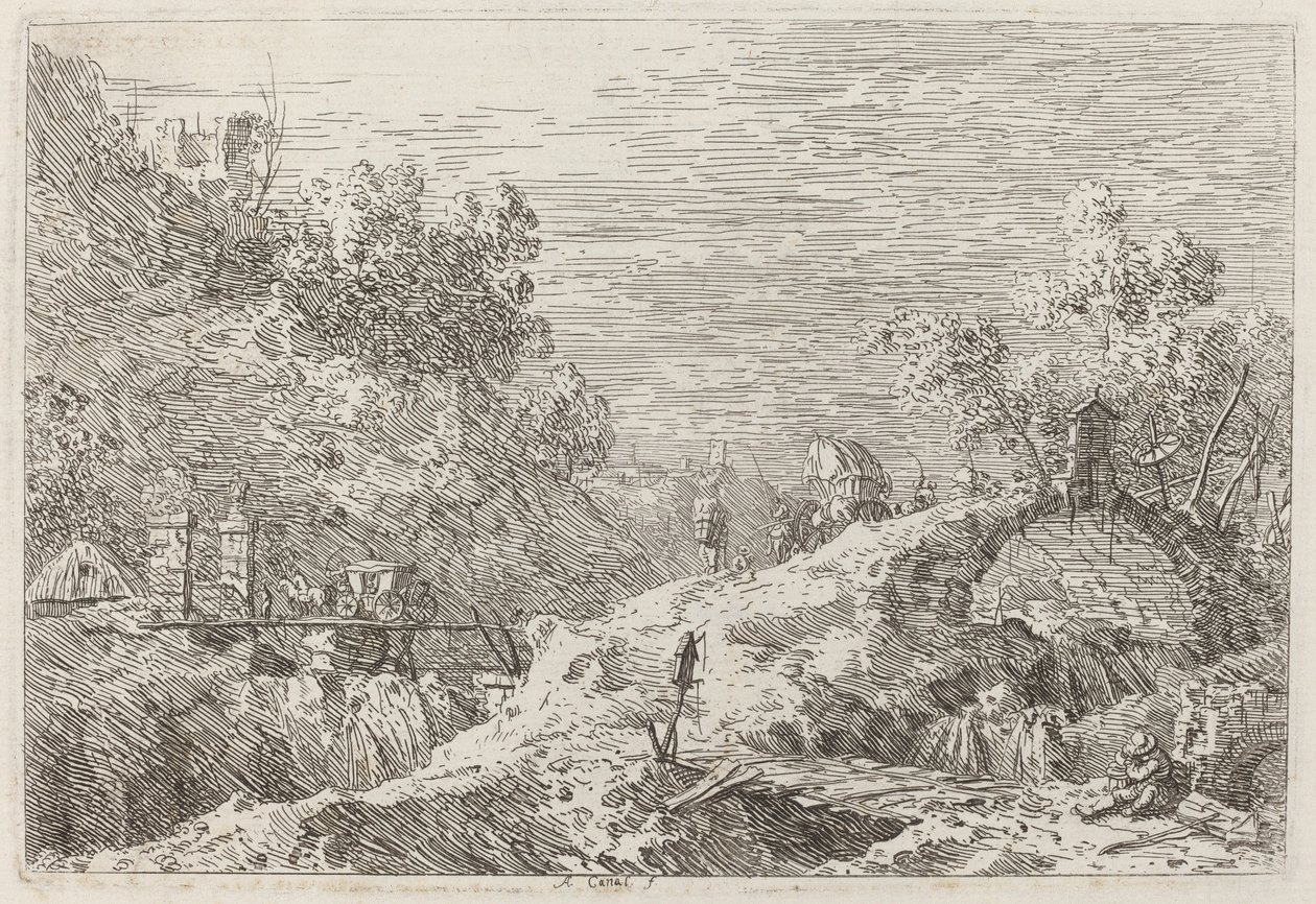 Paesaggio montano con cinque ponti da Canaletto