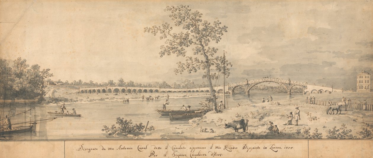 Il vecchio ponte di Walton visto dalla riva del Middlesex da Canaletto