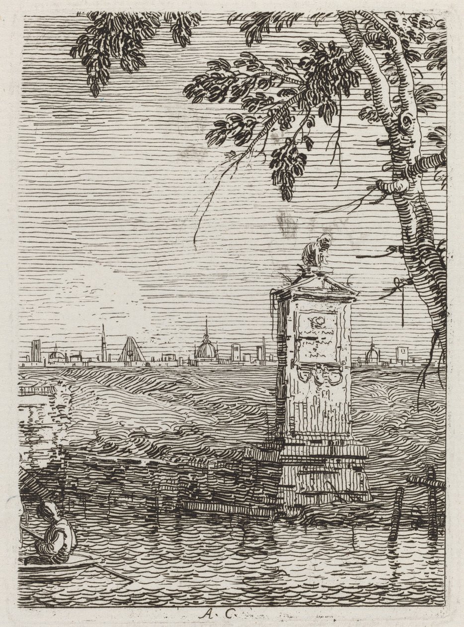Il piccolo monumento (sinistra) da Canaletto