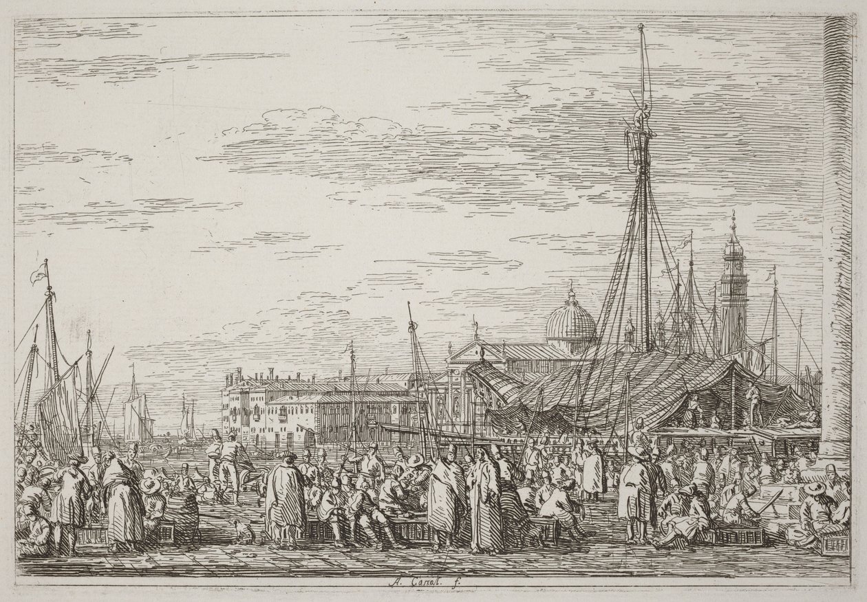 Il mercato sul Molo [in alto a sinistra] da Canaletto