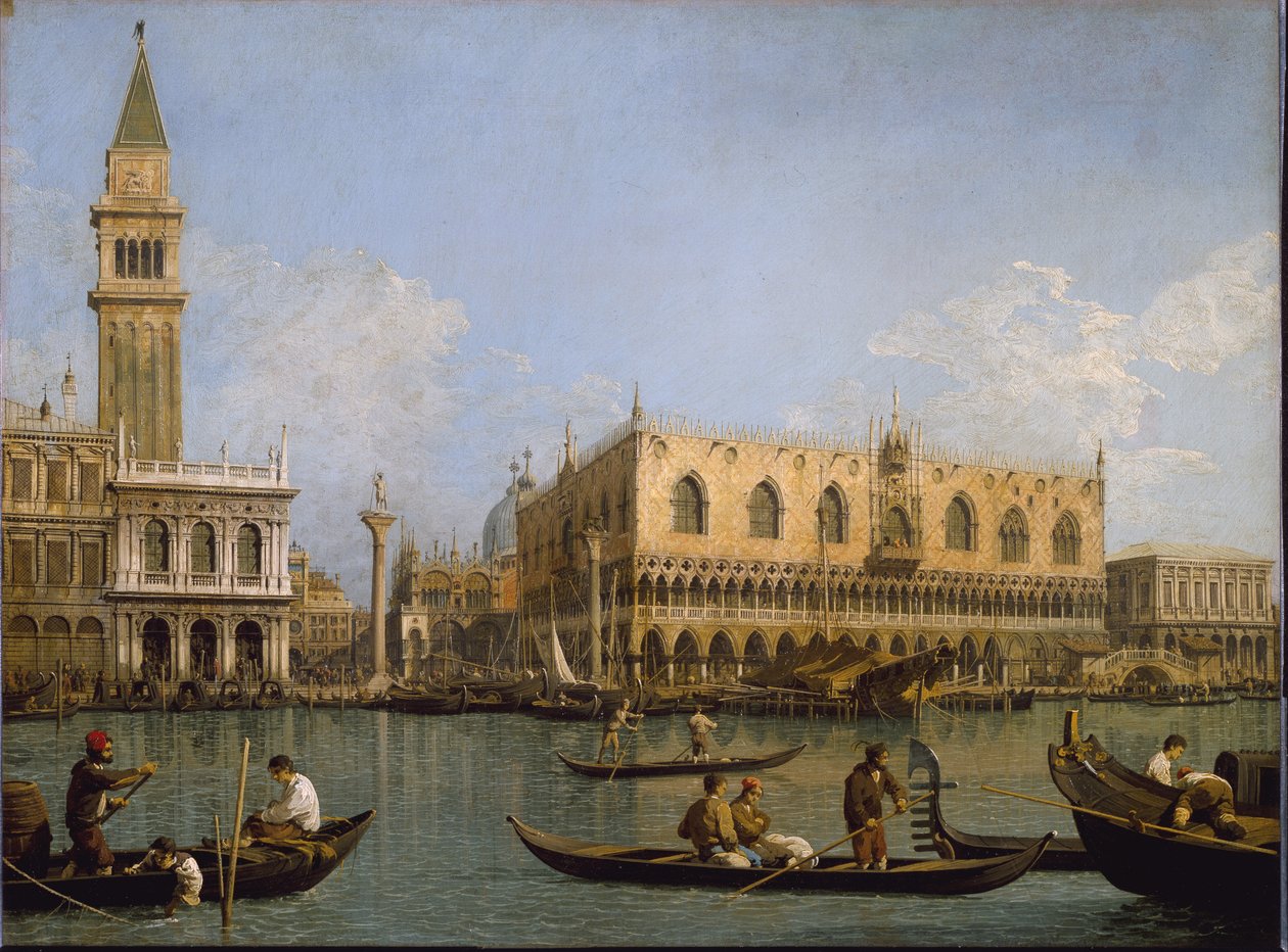 La Mole, vista dal bacino di San Marco a Venezia (dettaglio) Dipinto di Antonio Canal noto come Canaletto da Canaletto