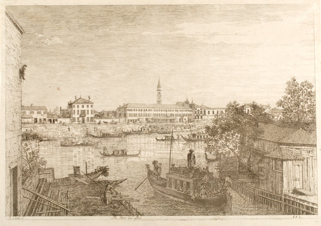 Il porto di Dolo, dalla serie «Vedute» da Canaletto