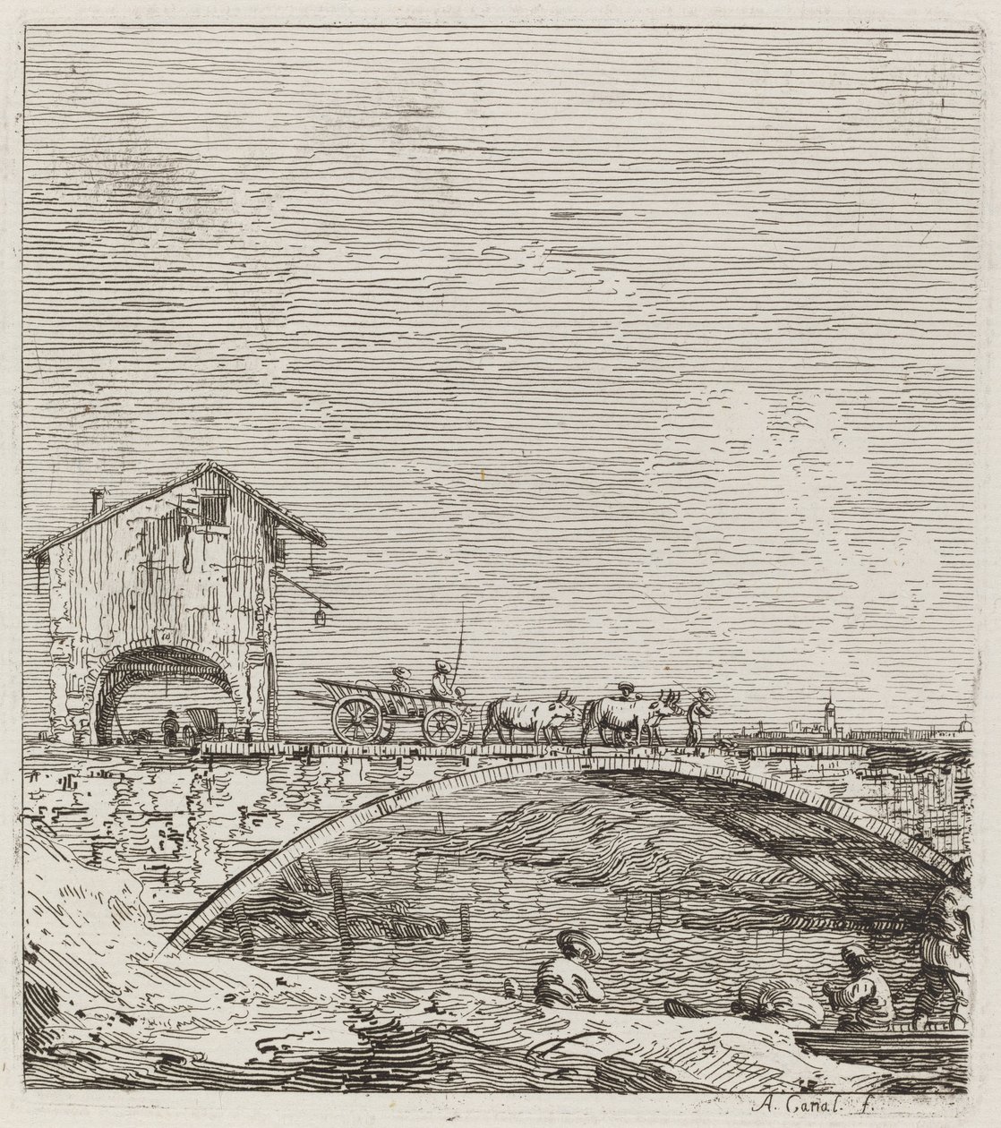 Il carro che passa su un ponte, c. 1735-1746 da Canaletto