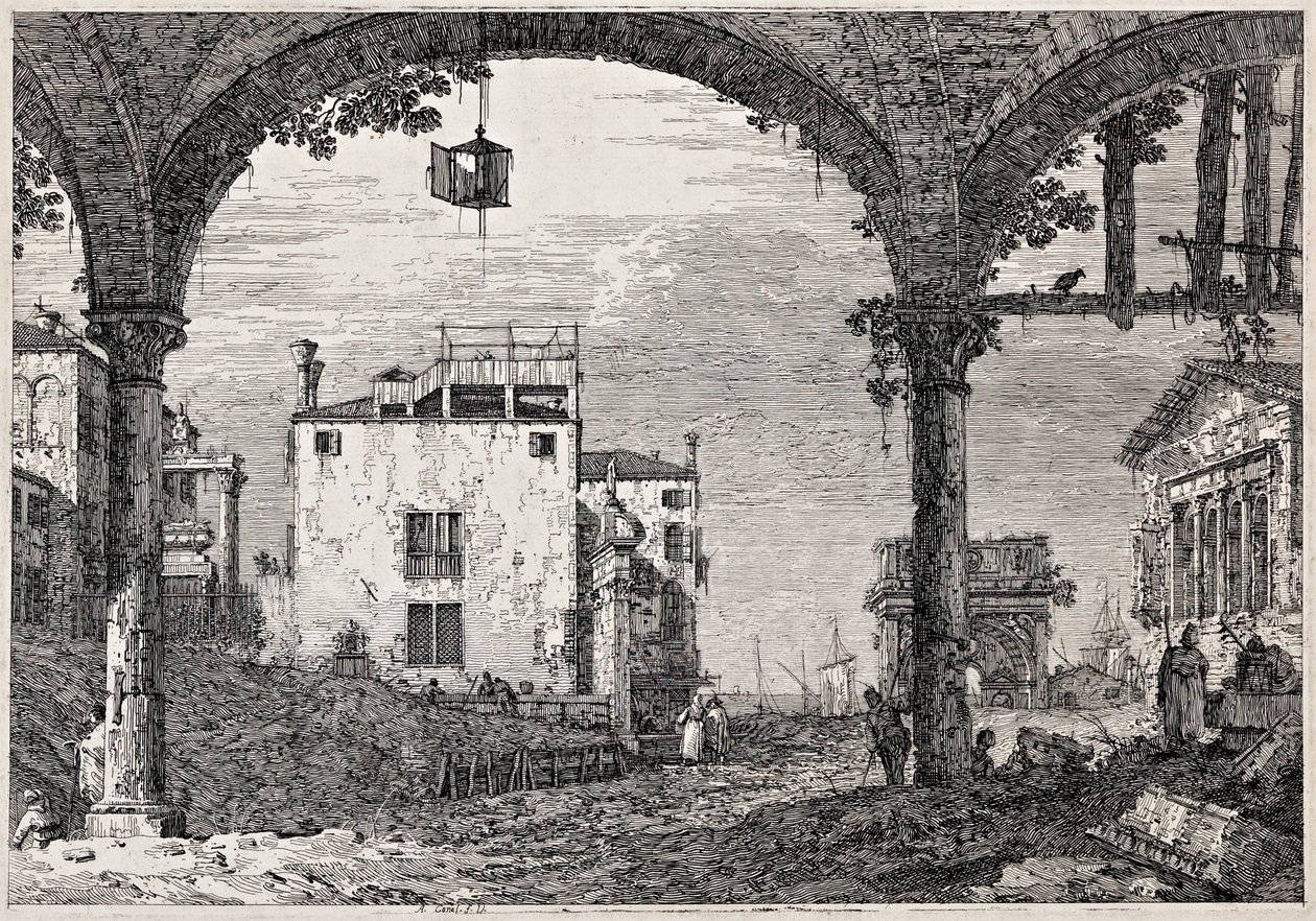 Il portico con una lanterna
dalla serie “Vedute” da Canaletto