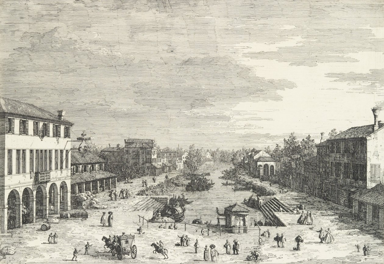 Vista di Mestre, una locanda a sinistra e altri vari edifici lungo il canale, da 