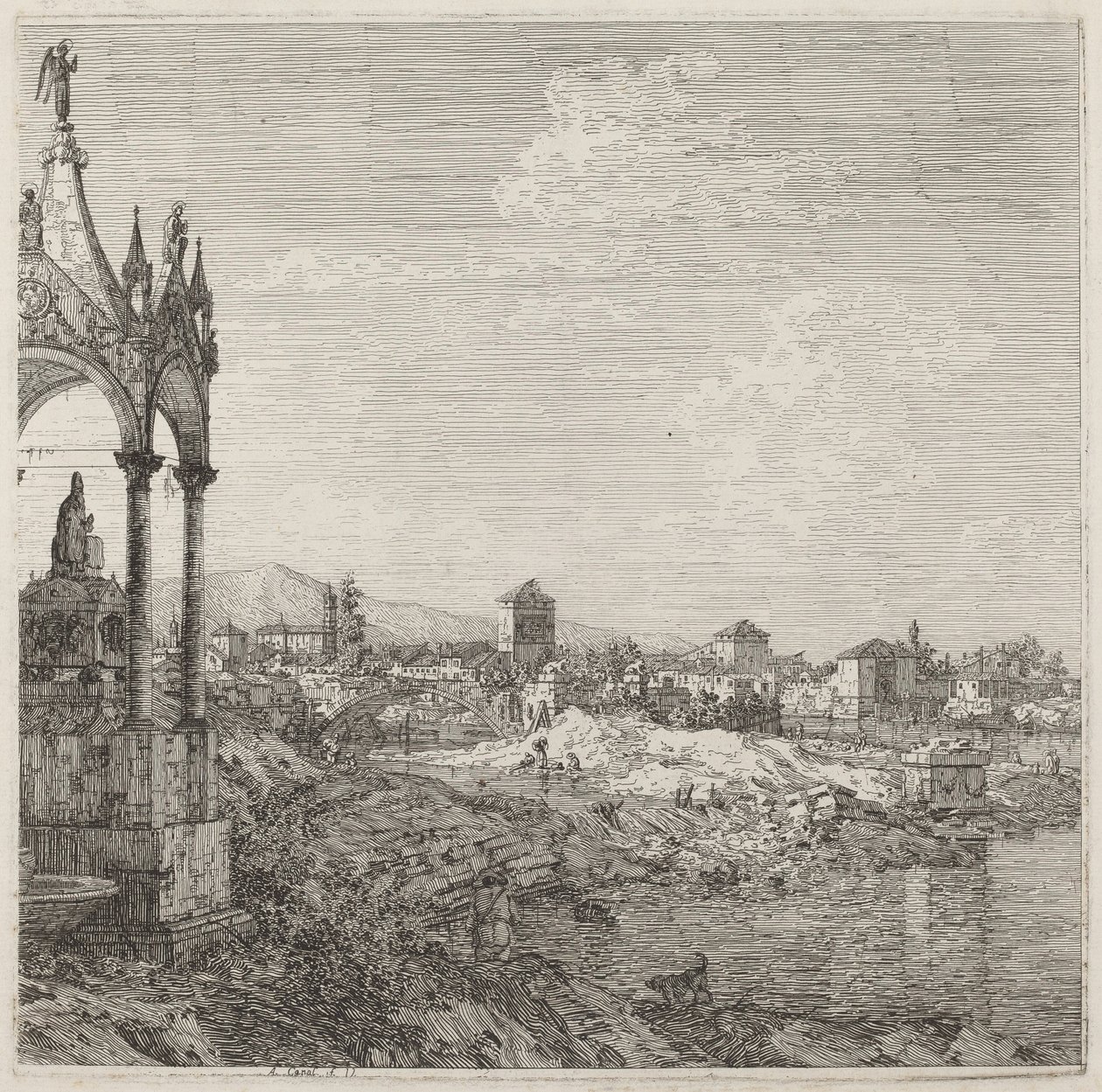 Veduta di una città con la tomba di un vescovo da Canaletto
