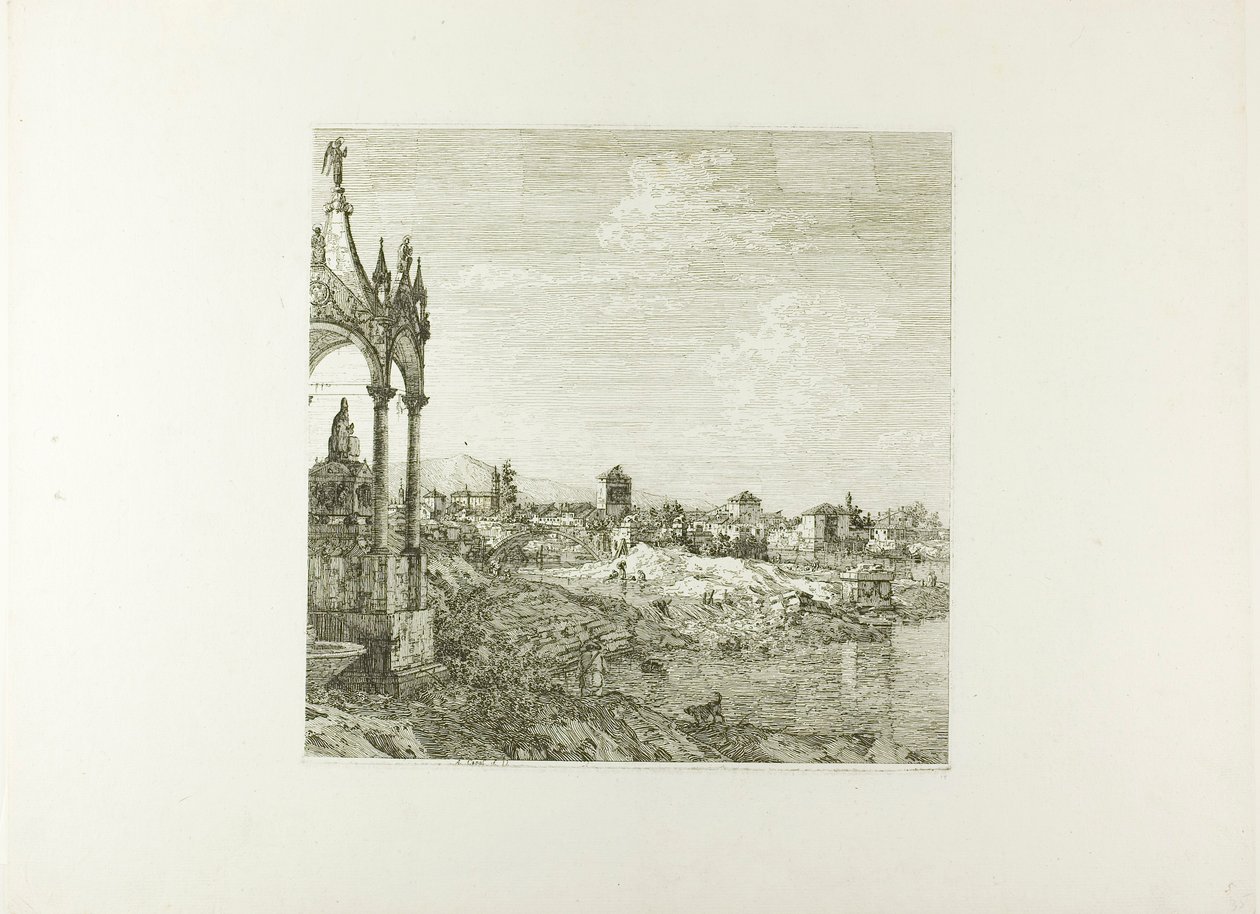 Veduta di una città con tomba vescovile, da Vedute da Canaletto