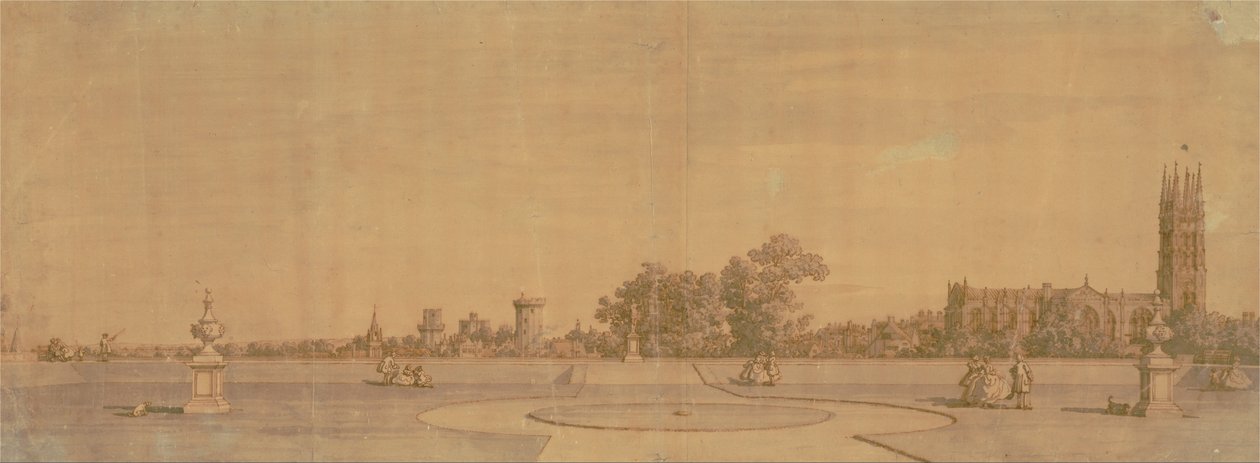 Warwick: La città e il castello dai giardini del Priorato da Canaletto