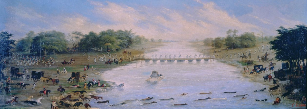 Attraversamento del fiume Riachuelo, Buenos Aires, Argentina da Candido Lopez