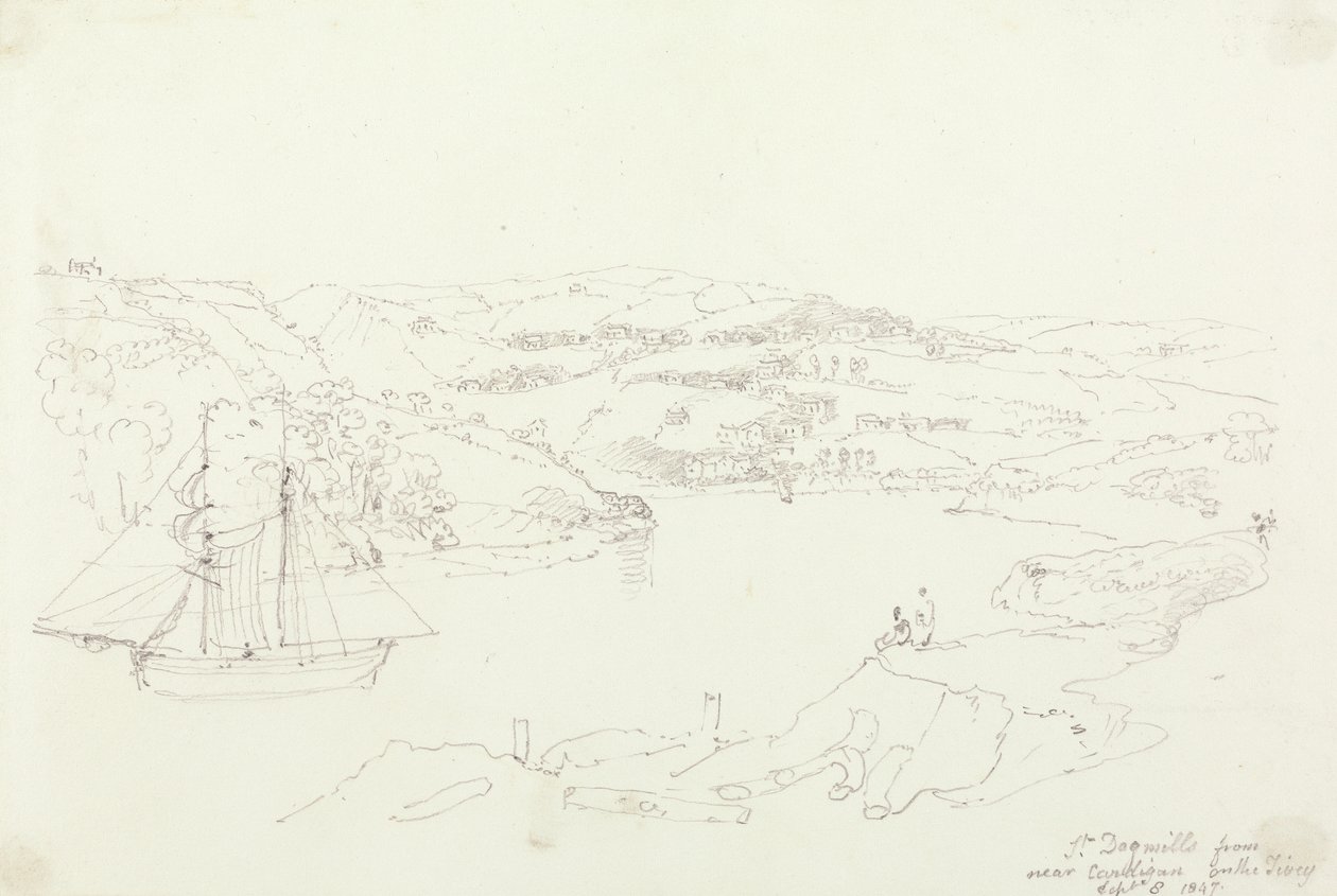 Saint Dogmaels da Cardigan sul Teifi, 8 settembre 1847 da Capt. Thomas Hastings