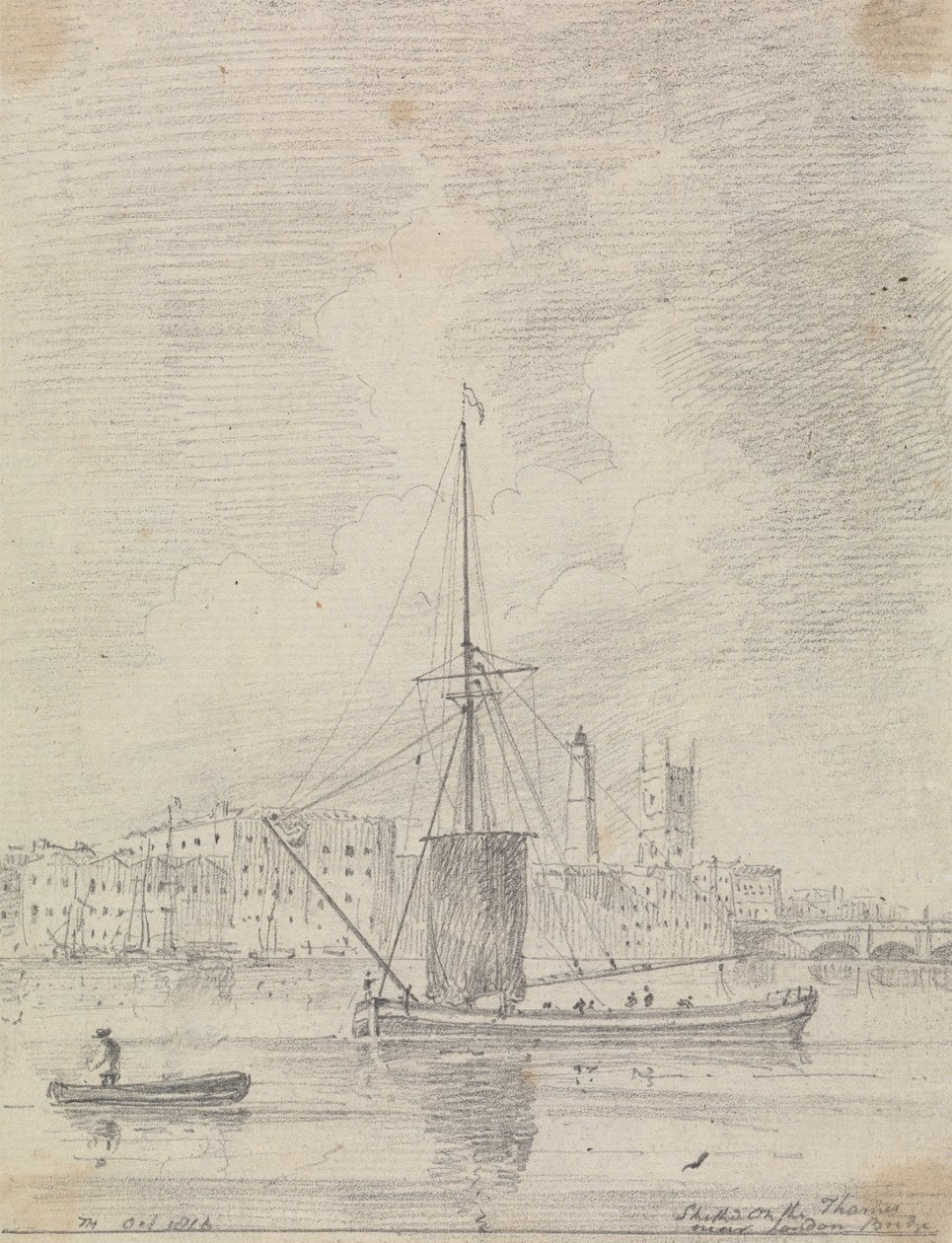 Navi sul Tamigi vicino al London Bridge, ottobre 1816 da Capt. Thomas Hastings