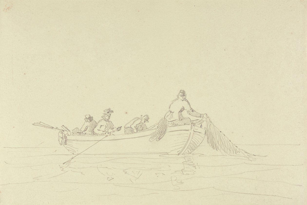 Schizzo di pescatori in una barca da Capt. Thomas Hastings