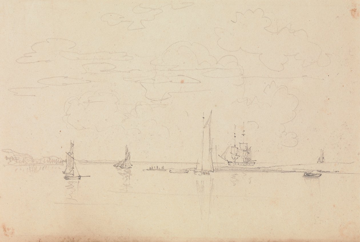 Schizzo di Barche a Vela in un Porto da Capt. Thomas Hastings