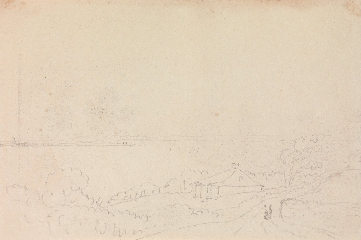 Schizzo di un cottage vicino alla riva da Capt. Thomas Hastings