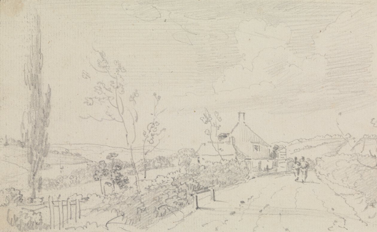 Schizzo di una strada di campagna e cottage da Capt. Thomas Hastings
