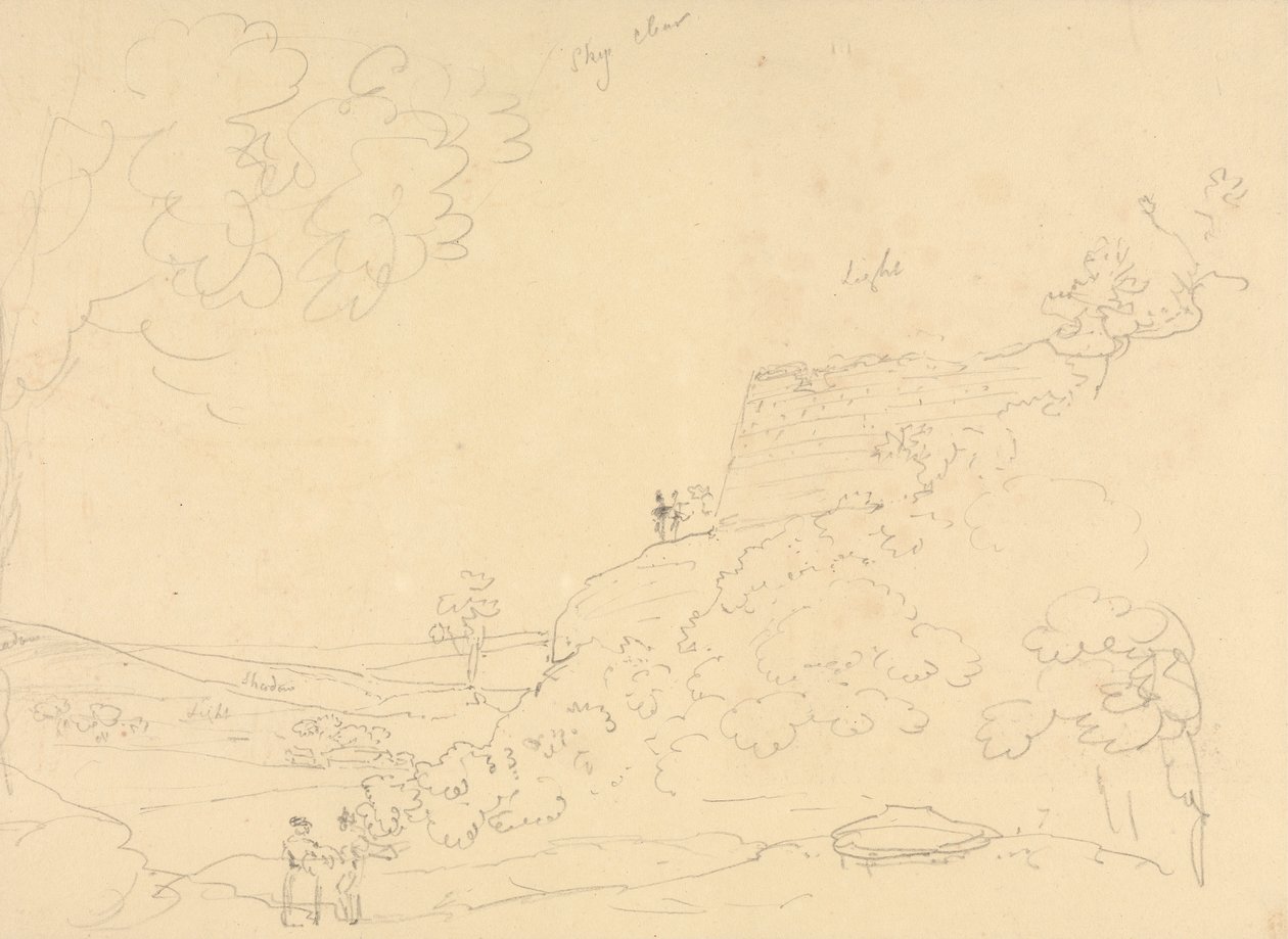 Schizzo di un bastione collinare, Isola di Wight da Capt. Thomas Hastings
