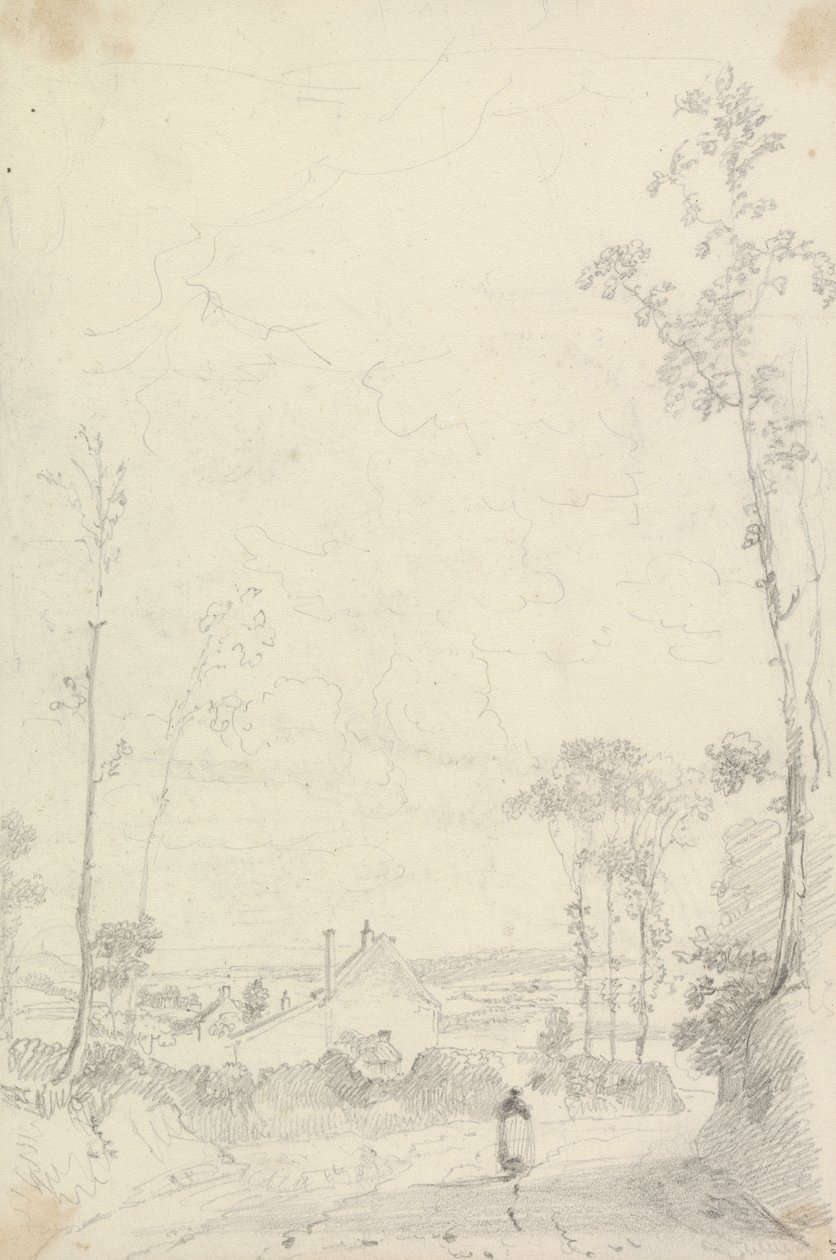 Schizzo di una casa lungo una strada di brughiera da Capt. Thomas Hastings