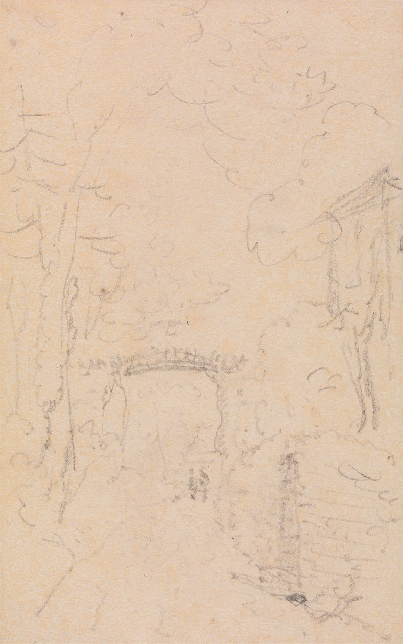 Schizzo di una strada alberata e ponte, Shorwell da Capt. Thomas Hastings