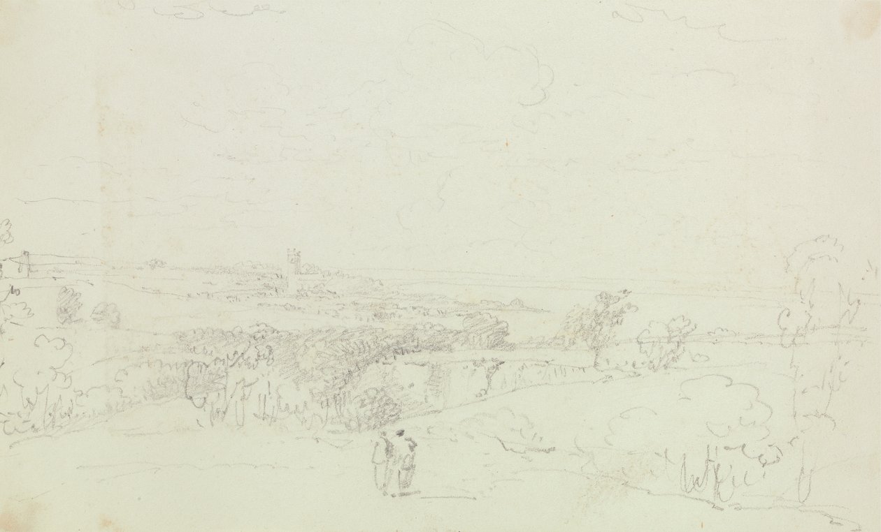 Paesaggio schizzato con castello in lontananza da Capt. Thomas Hastings