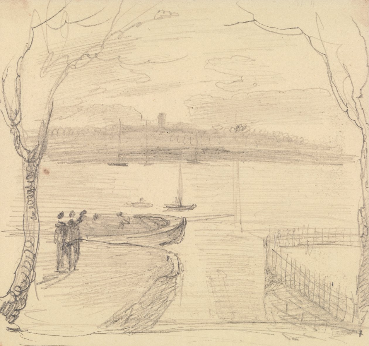 Vista schizzata da East Cowes, West Cowes in lontananza da Capt. Thomas Hastings