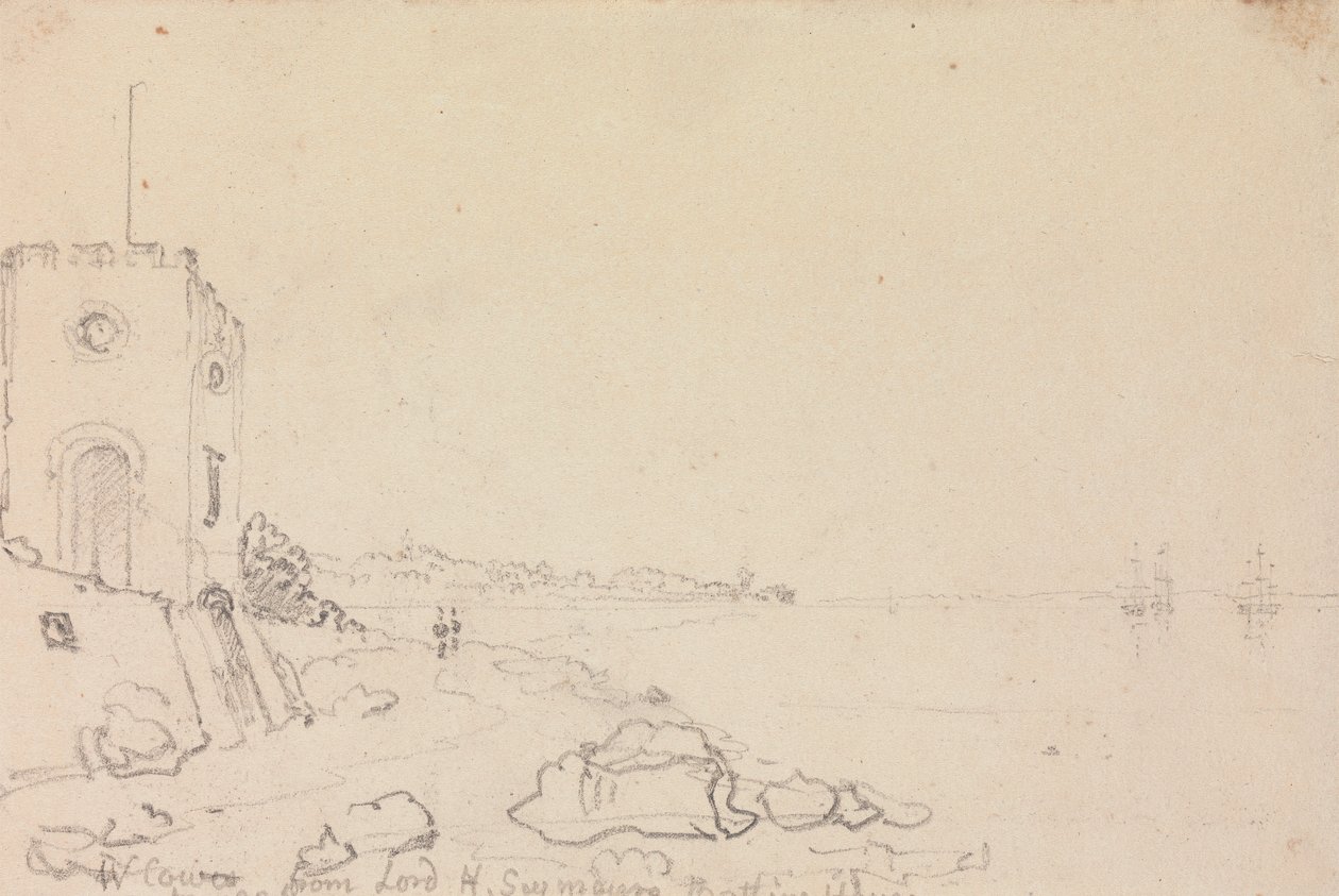 West Cowes dalla casa da bagno di Lord Henry Seymour, ottobre 1825 da Capt. Thomas Hastings