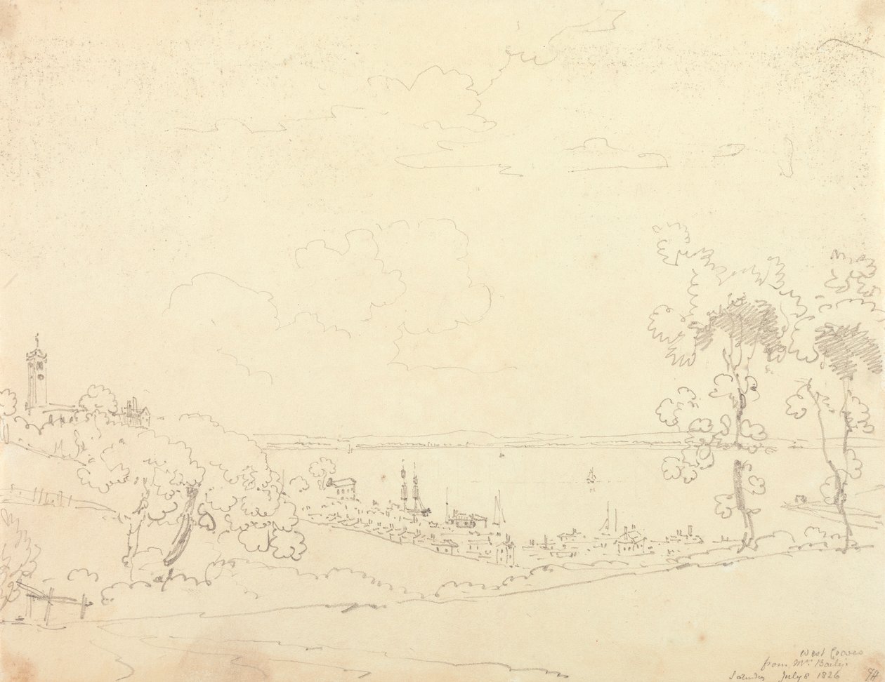 West Cowes dalla Casa della Signora Baily, 8 Luglio 1826 da Capt. Thomas Hastings