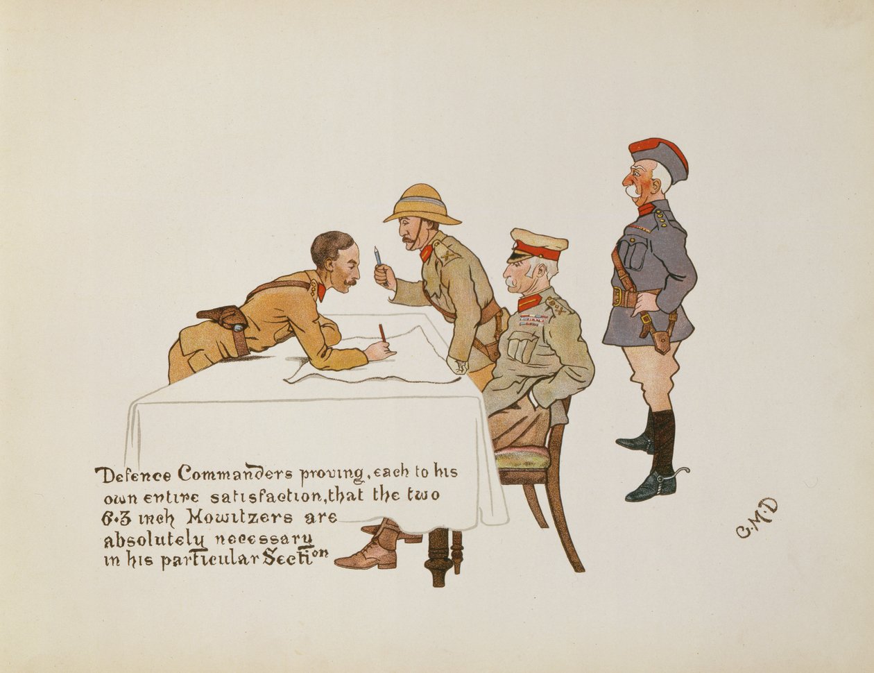 I comandanti della difesa dimostrano che i due obici da 6,3 pollici sono assolutamente necessari nella sua sezione particolare, da The Leaguer of Ladysmith, 1900 da Captain Clive Dixon
