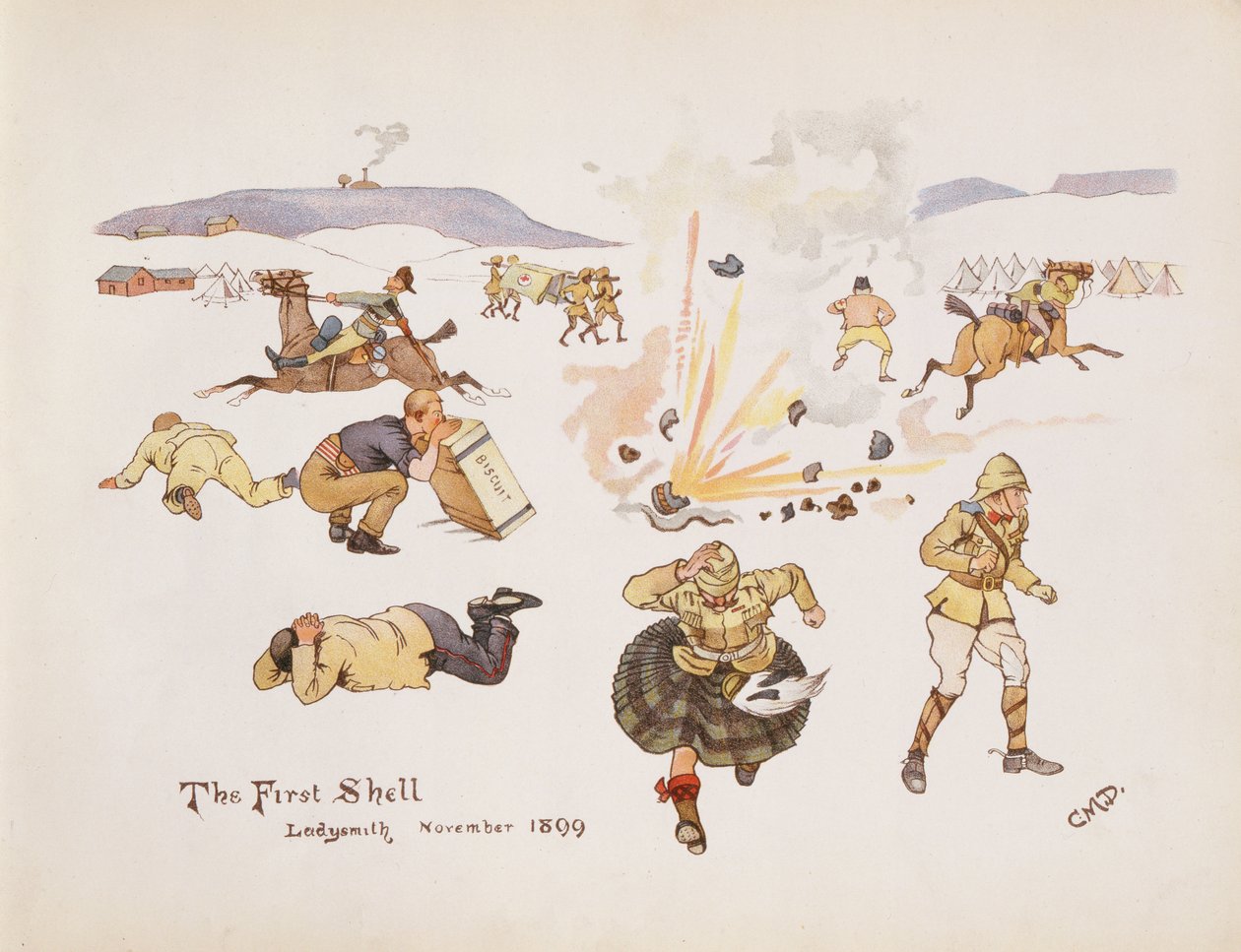 Il primo proiettile, Ladysmith, 1899, da The Leaguer of Ladysmith, 1900 da Captain Clive Dixon