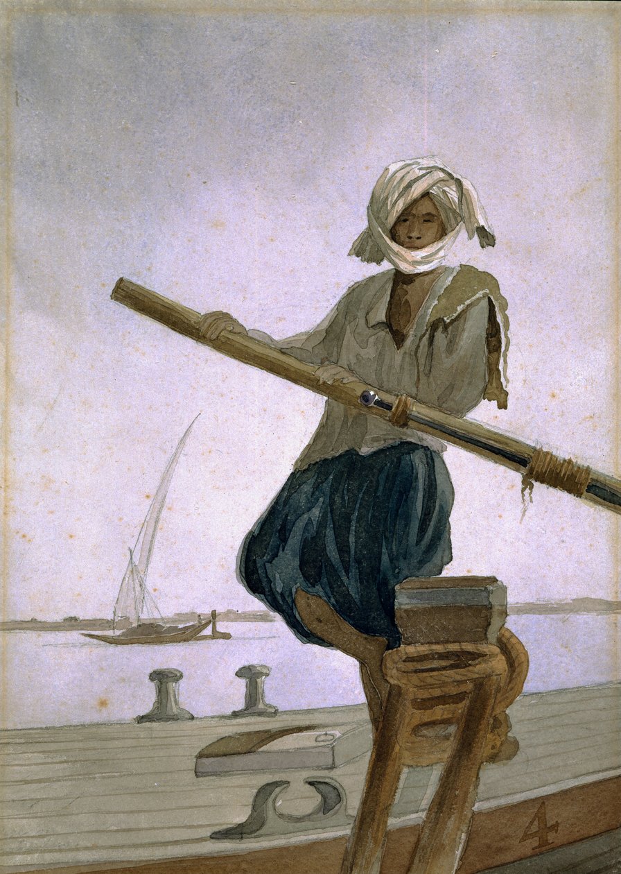 Barcaiolo sul fiume Indo, India da Captain Cornelius Francis James
