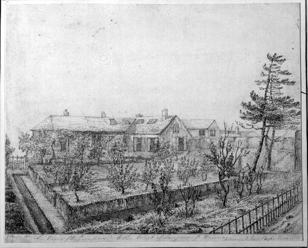 Vista del frutteto a ovest della Longwood House sull