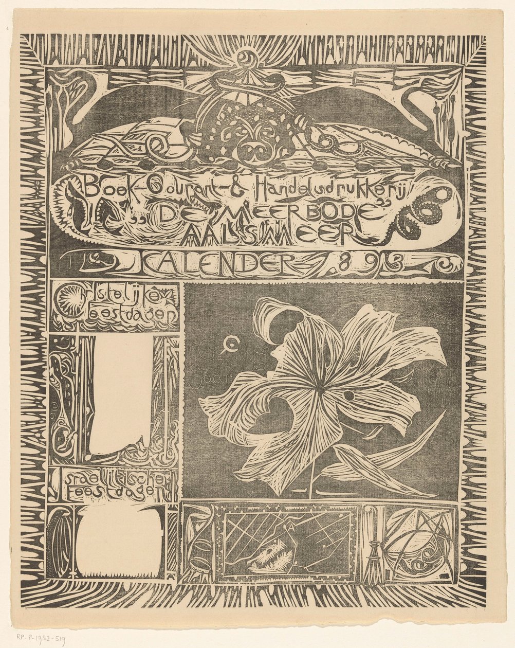 Pagina di calendario 1893 da Carel Adolph Lion Cachet