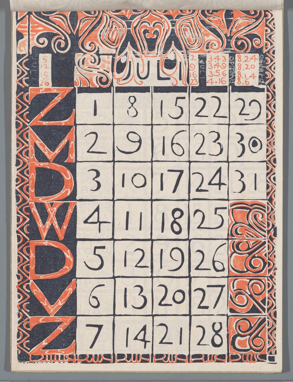 Kalenderblatt Juli 1900 da Carel Adolph Lion Cachet