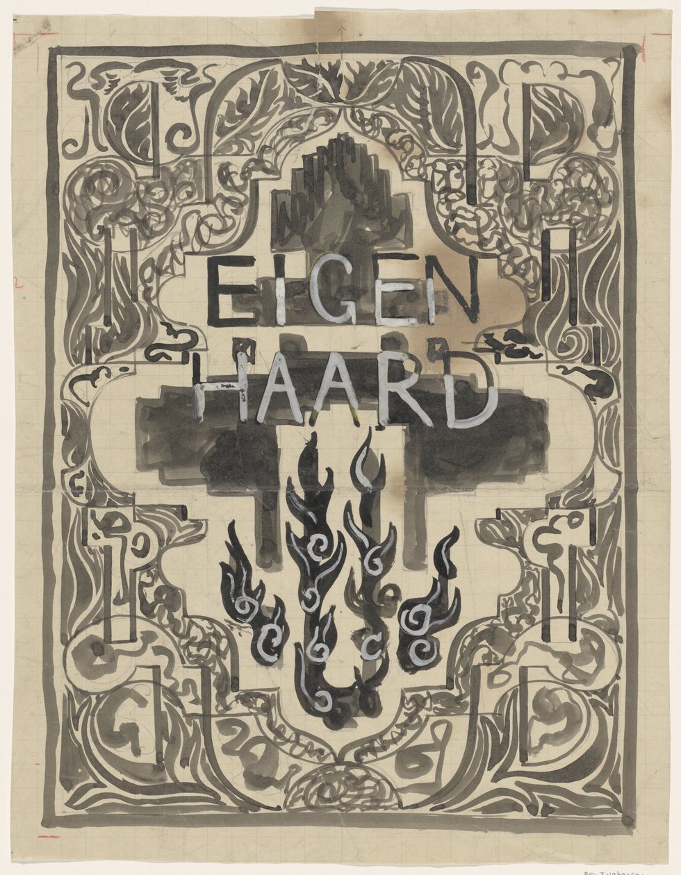 Progetto per la copertina di Eigen Haard da Carel Adolph Lion Cachet