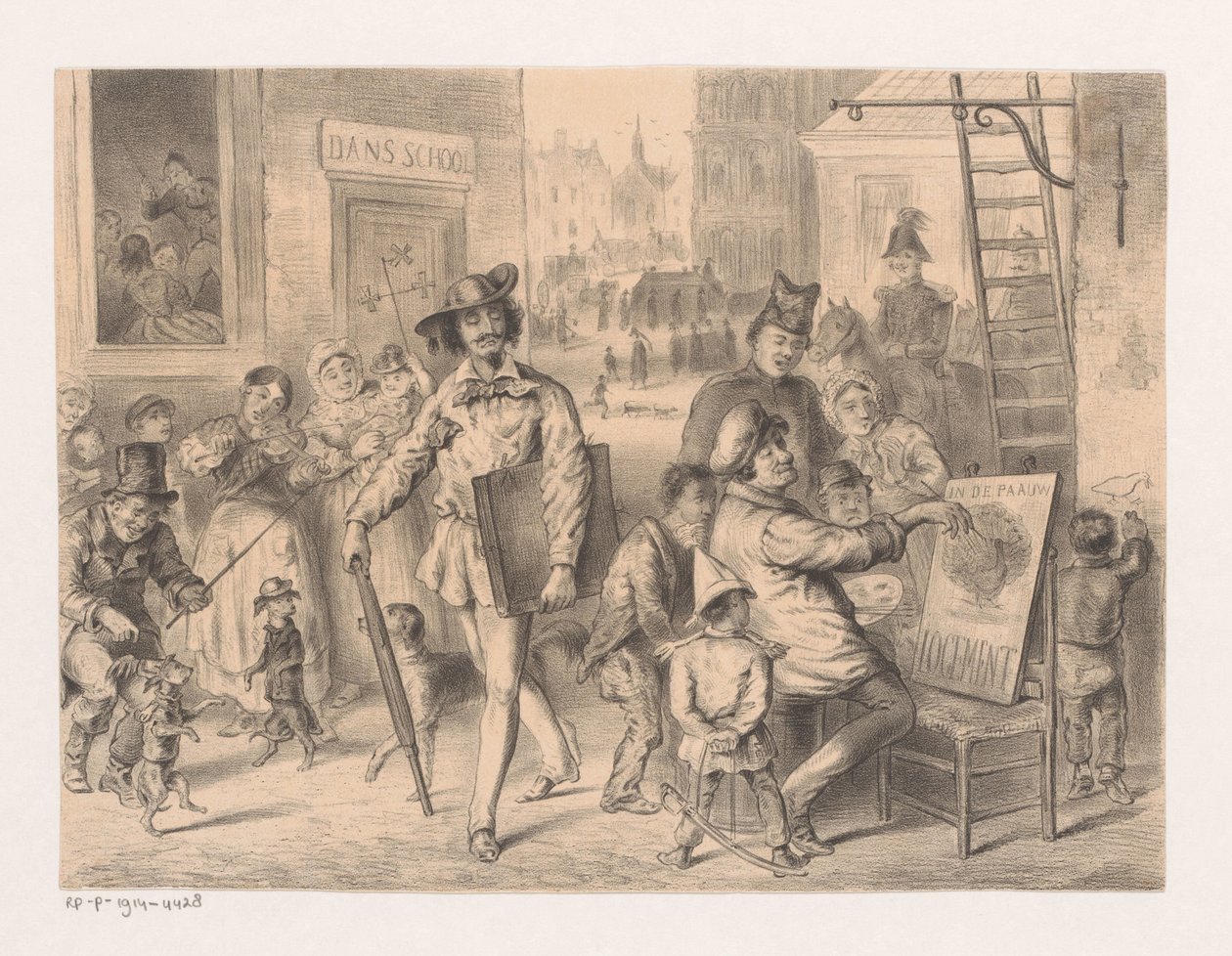 Artista che cammina per strada da Carel Christiaan Antony Last (attributed to)
