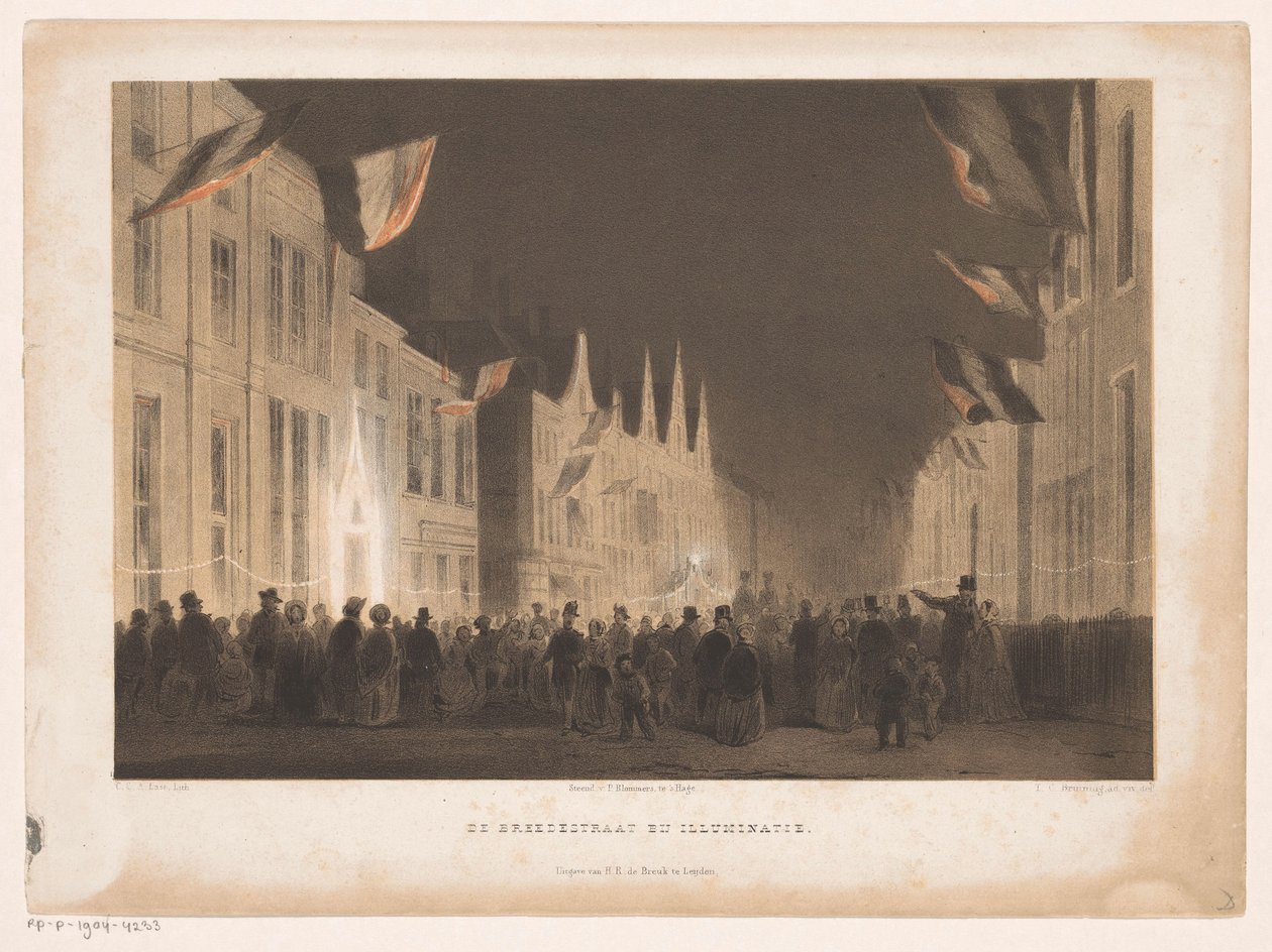 Bredestraat illuminata a Leiden da Carel Christiaan Antony Last