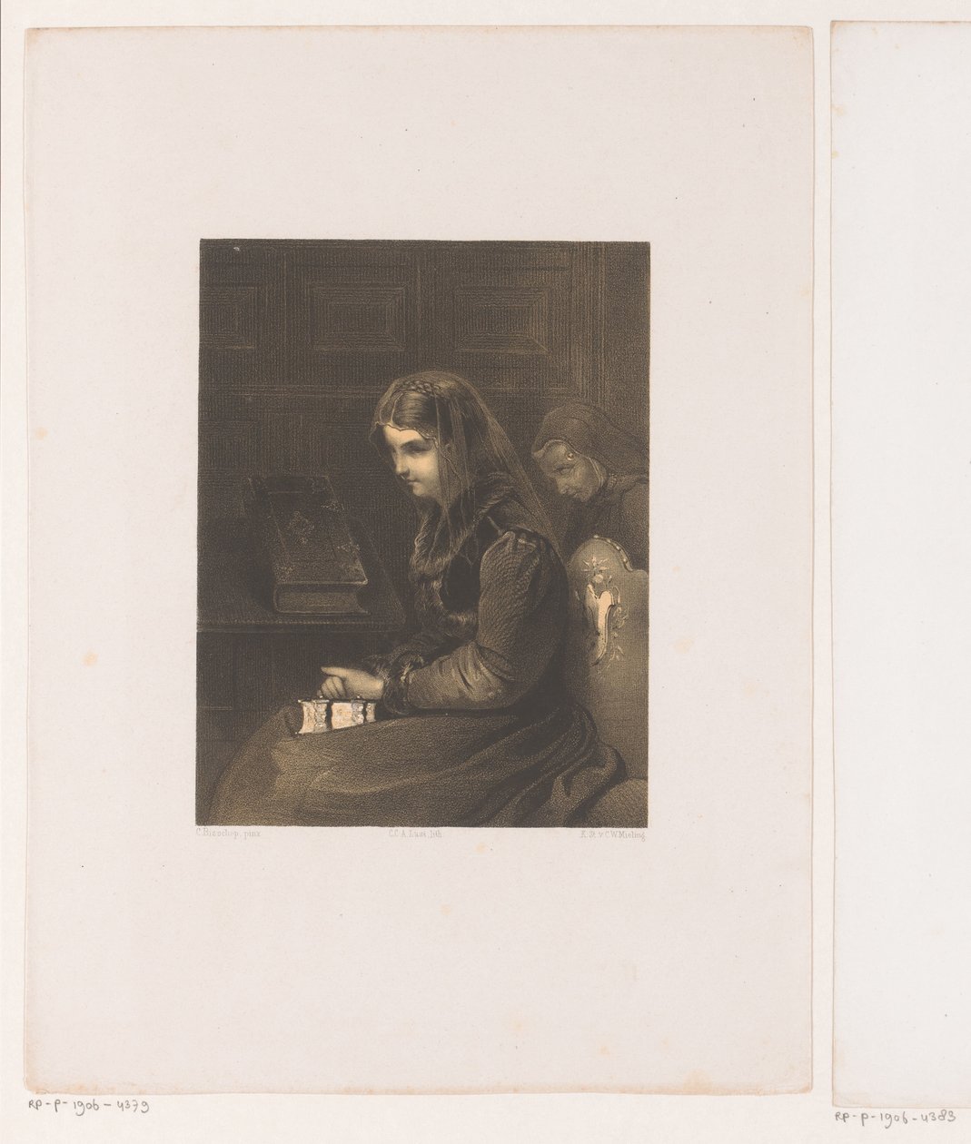 Donna velata con Bibbia in grembo da Carel Christiaan Antony Last