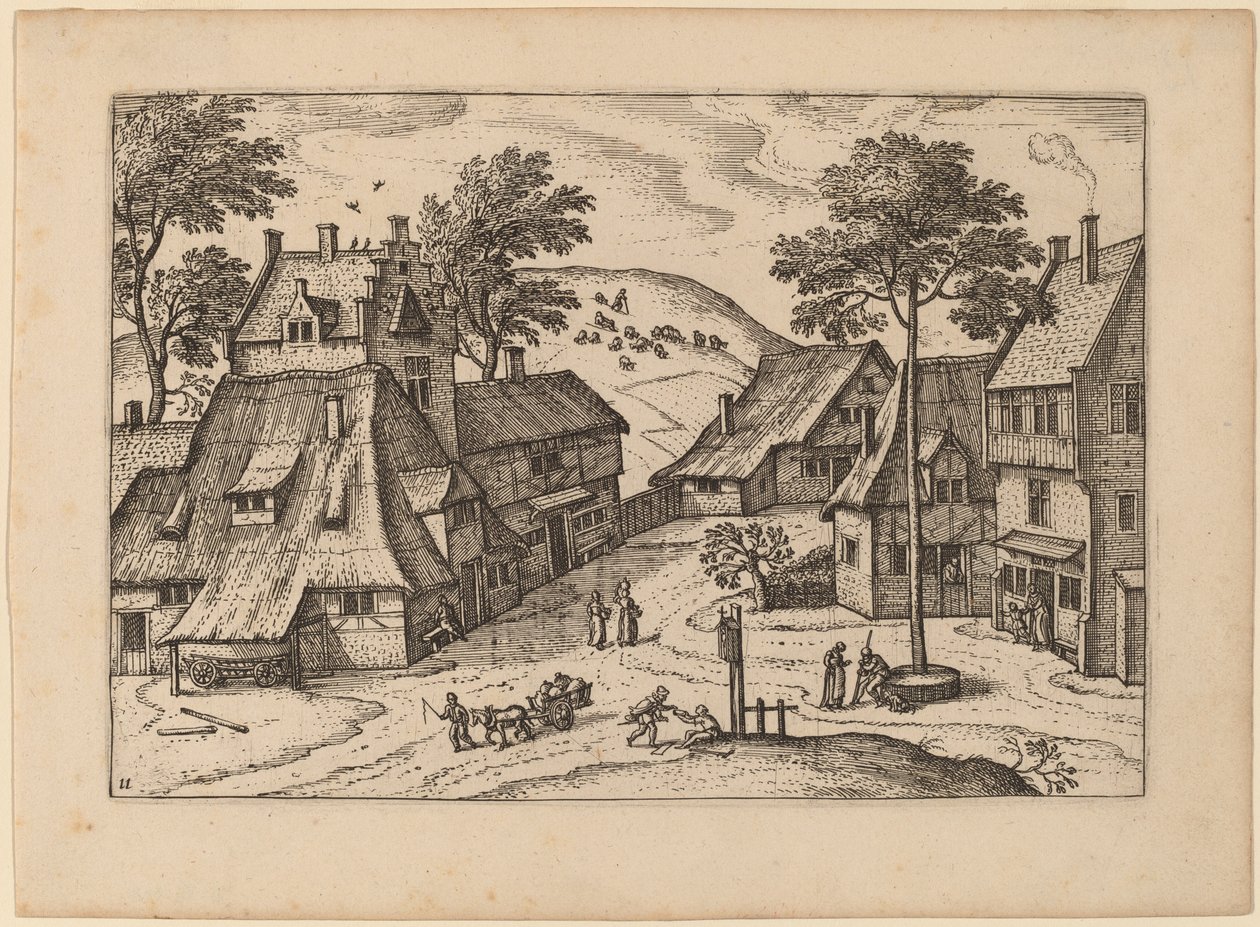 Piazza del villaggio con santuario da Carel Collaert
