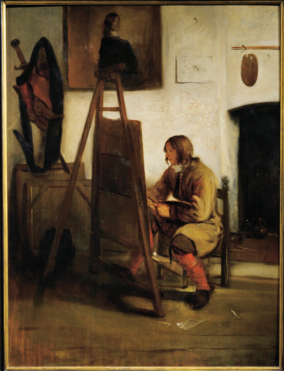 Giovane pittore nel suo studio (pittura su tela) da Carel Fabritius