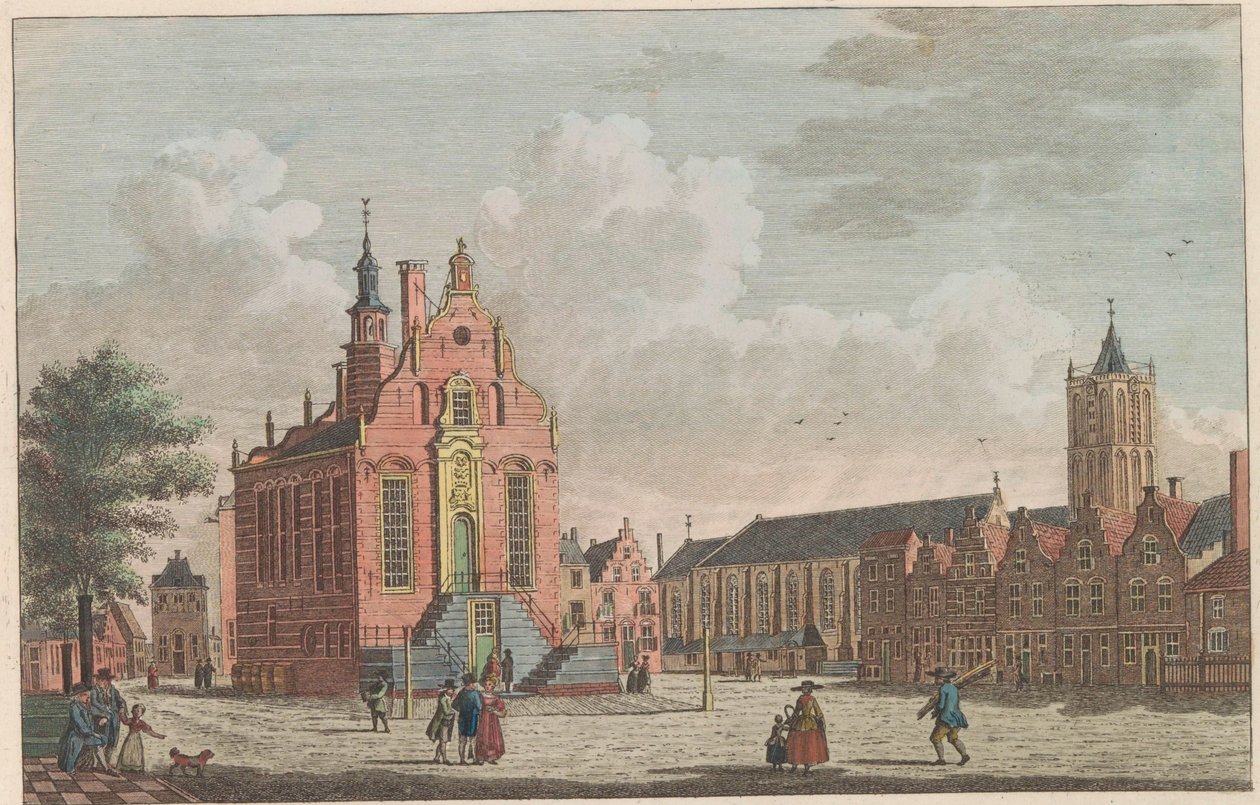 Mercato e municipio di Schiedam, ca. 1790 da Carel Frederik Bendorp (I)