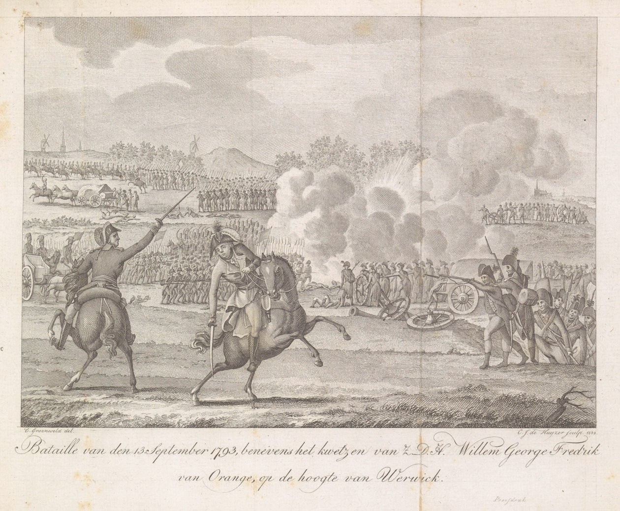 Il principe Federico ferito a Wervik, 1793 da Carel Jacob de Huyser