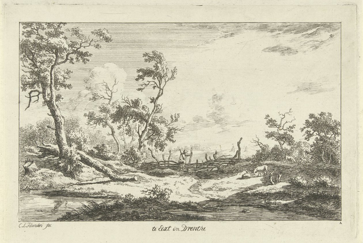 Cacciatore in un paesaggio (serie Paesaggi A-F) da Carel Lodewijk Hansen