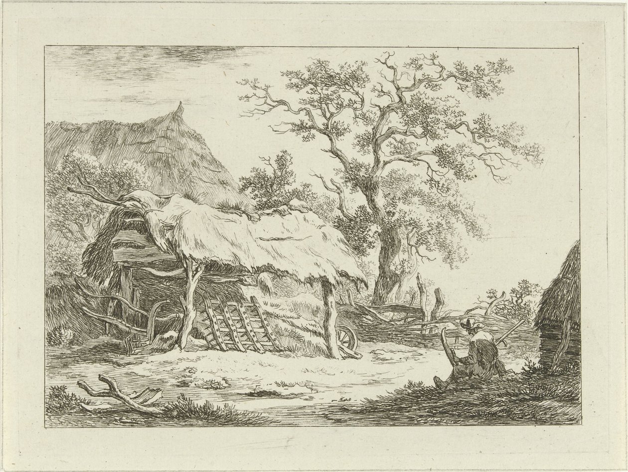 Figura seduta presso un fienile da Carel Lodewijk Hansen