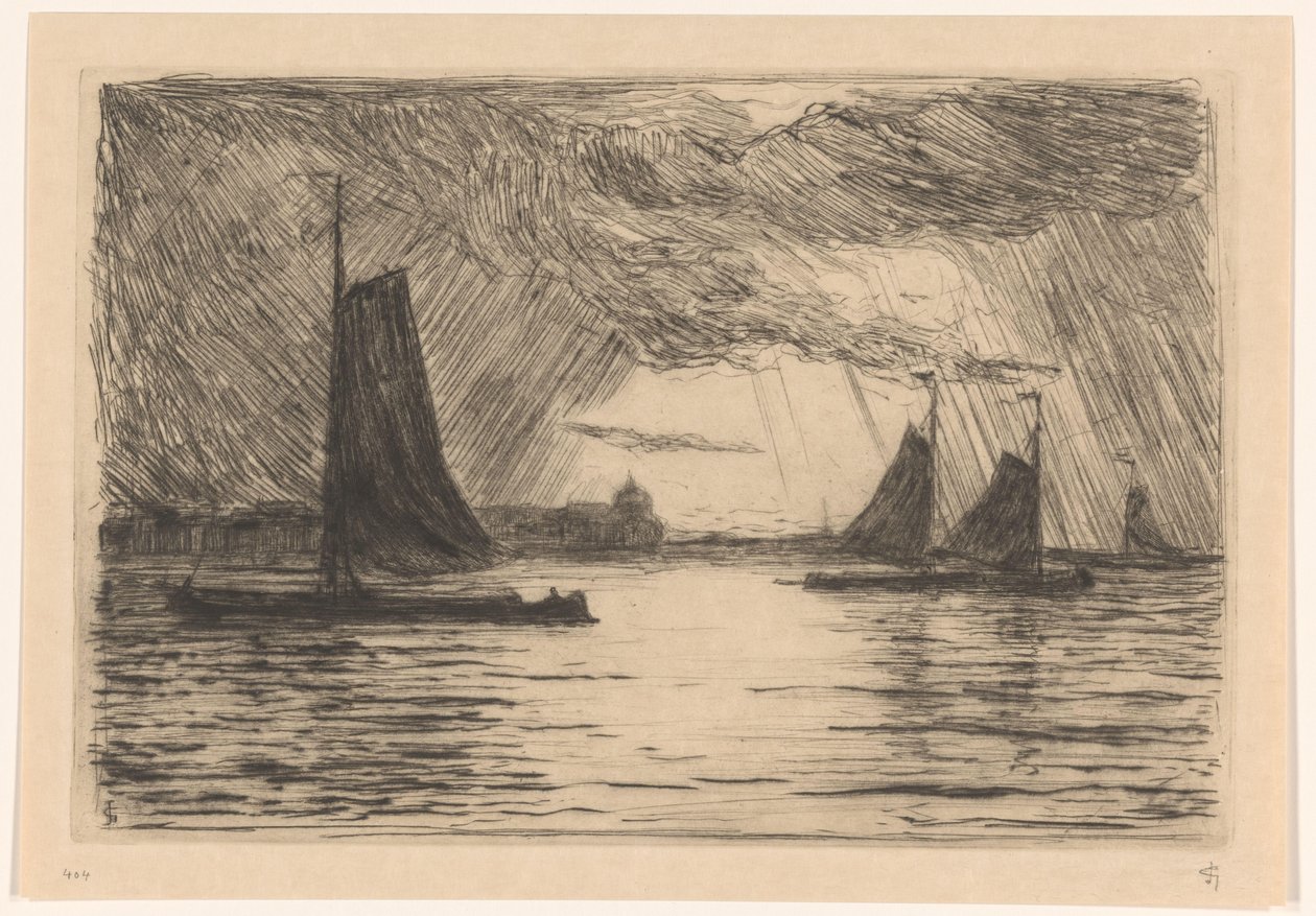 Veduta della Mosa a Dordrecht di sera da Carel Nicolaas Storm van 
