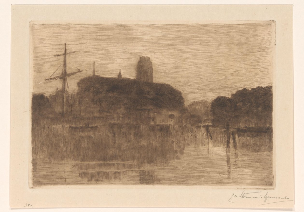 Veduta del Nuovo Porto a Dordrecht di sera da Carel Nicolaas Storm van 