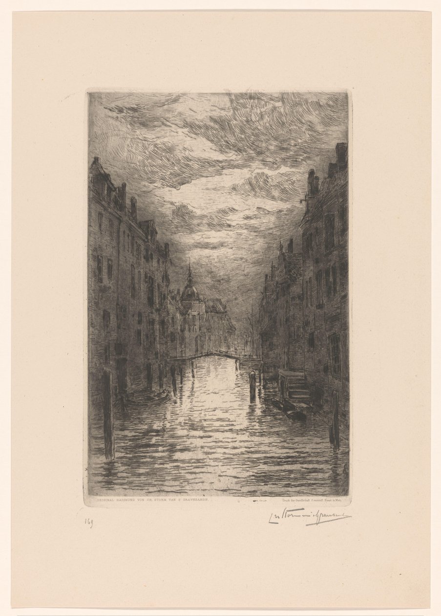 Canale a Dordrecht di sera da Carel Nicolaas Storm van 