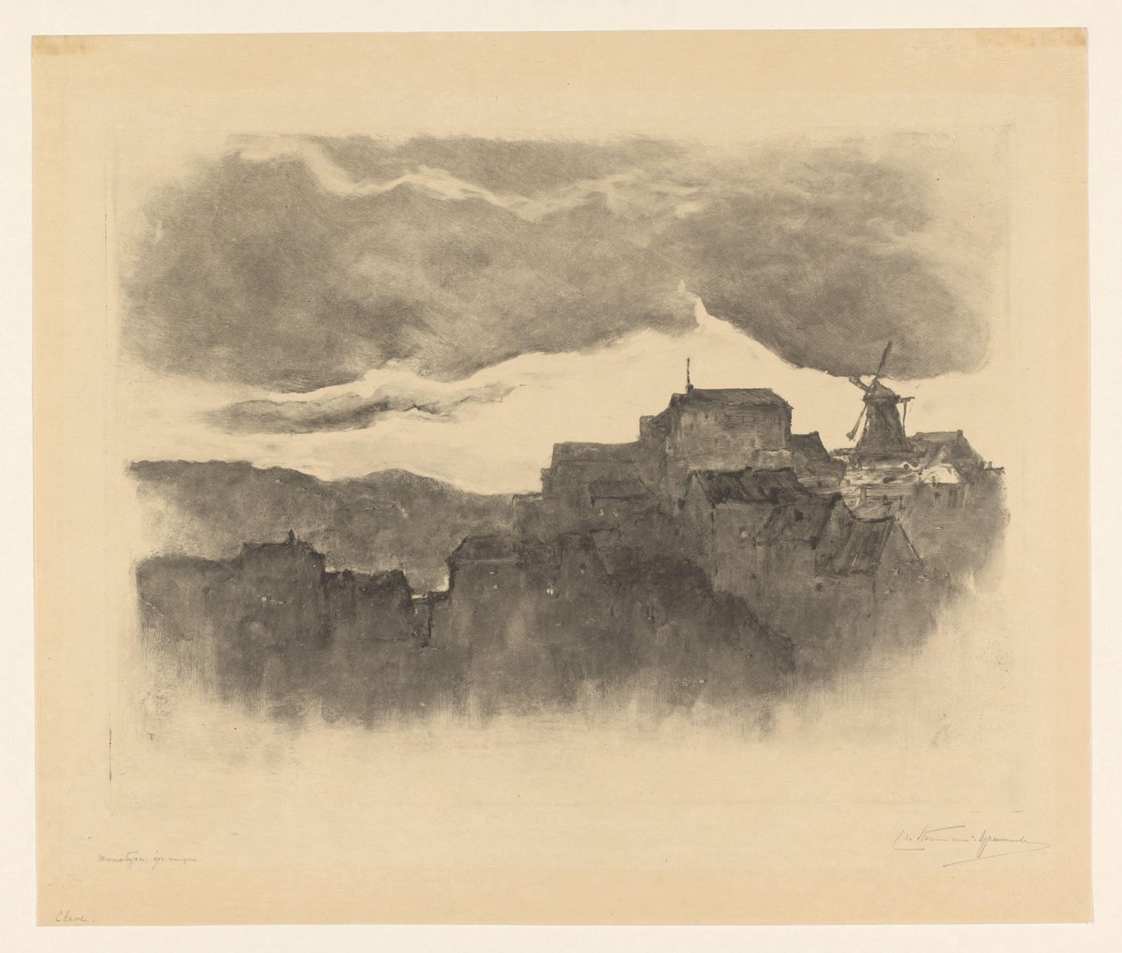 Città con mulino su una collina da Carel Nicolaas Storm van 