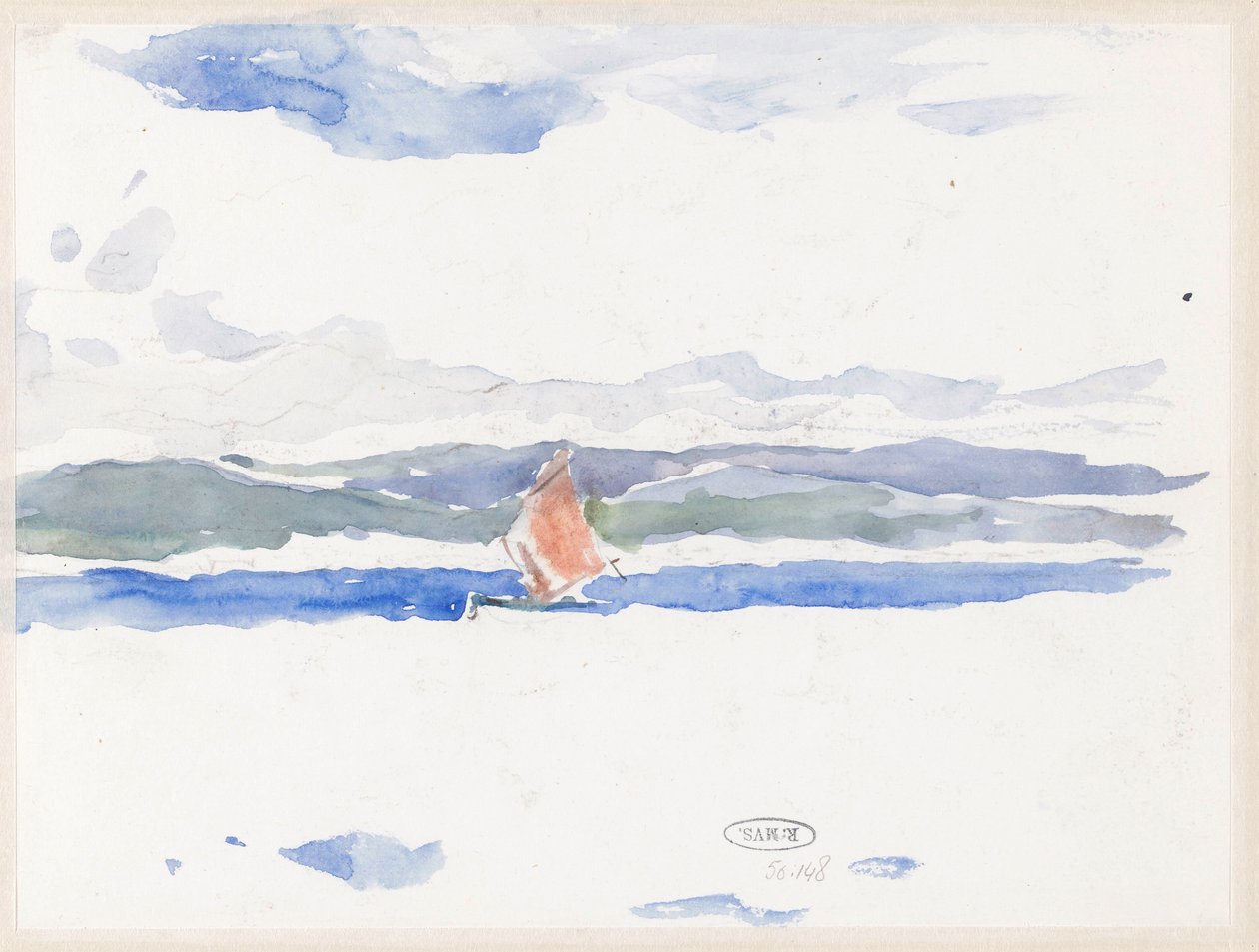 Vista sul mare con barca (?) da Carel Nicolaas Storm van 