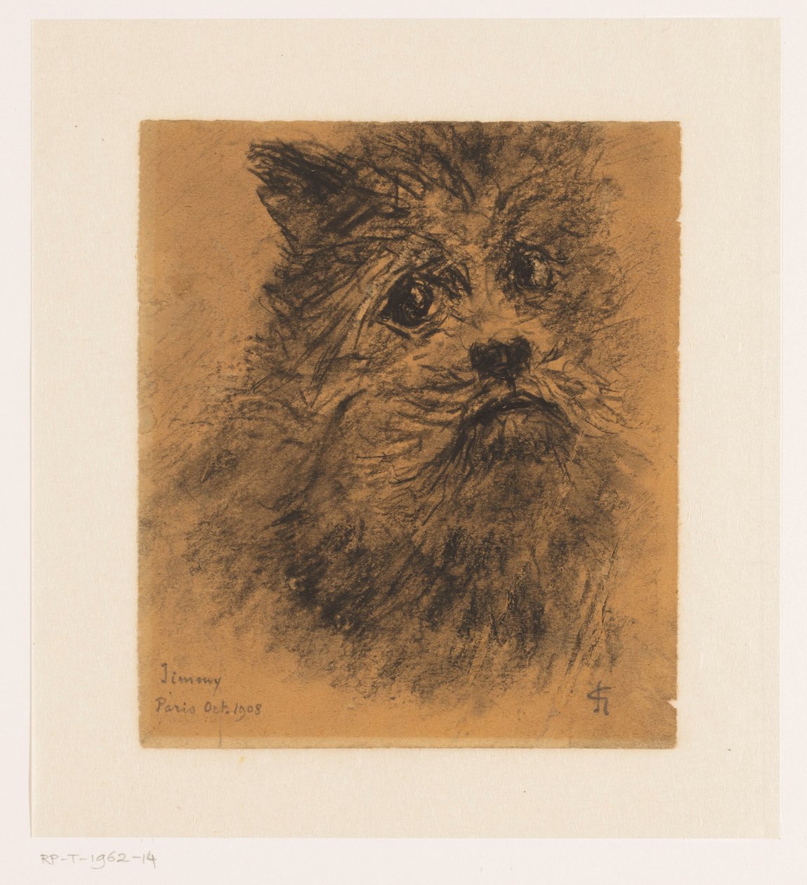 Studio di ritratto del cane Jimmy da Carel Nicolaas Storm van 