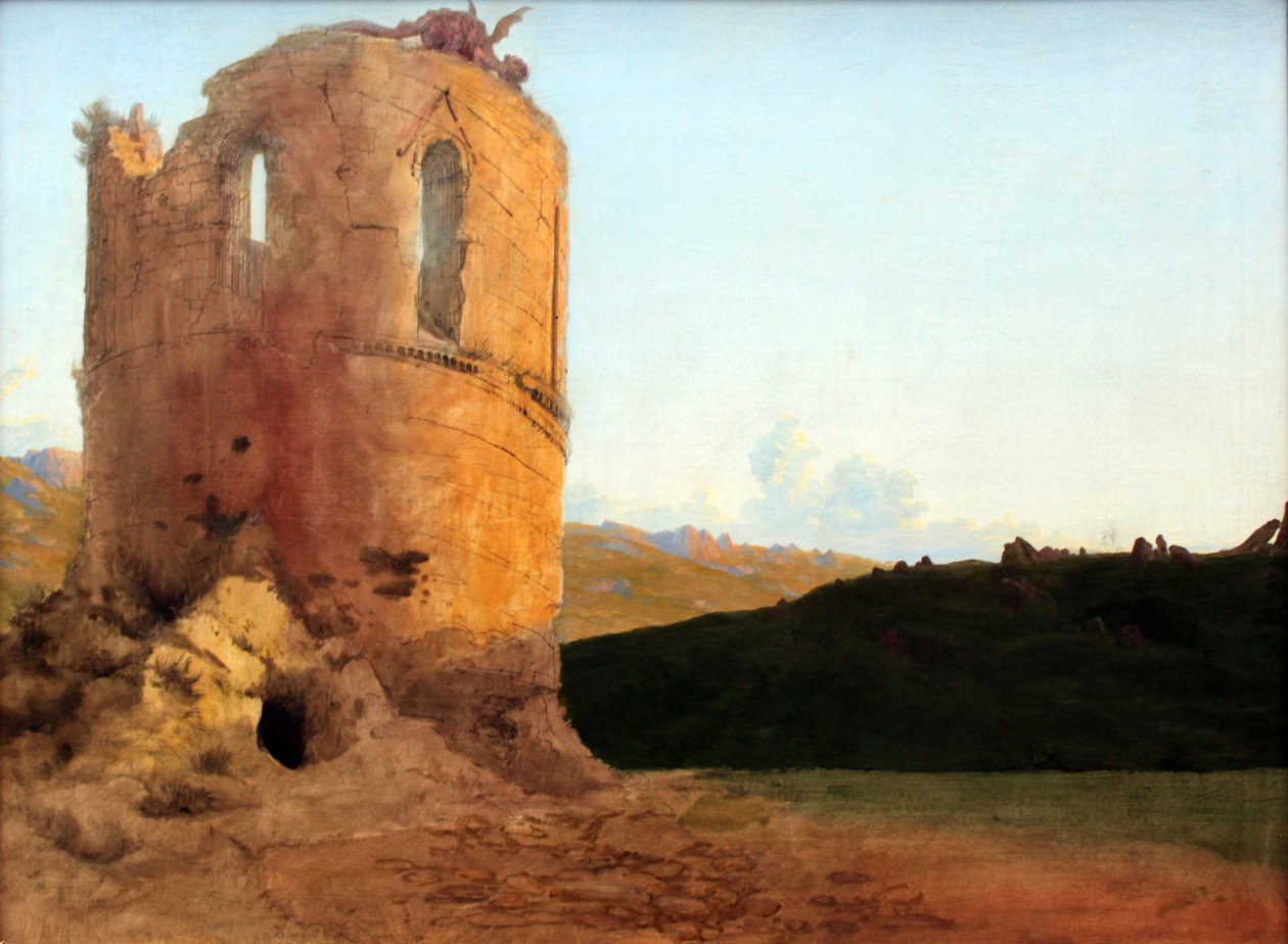 Rovine della torre con drago da Carl Blechen